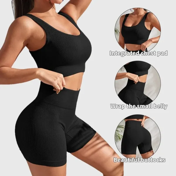 Collection AliExpress Ensembles de yoga 2 pièces sans couture pour femmes, costume de gymnastique, court, précieux short taille haute, tenues de fitness et de course