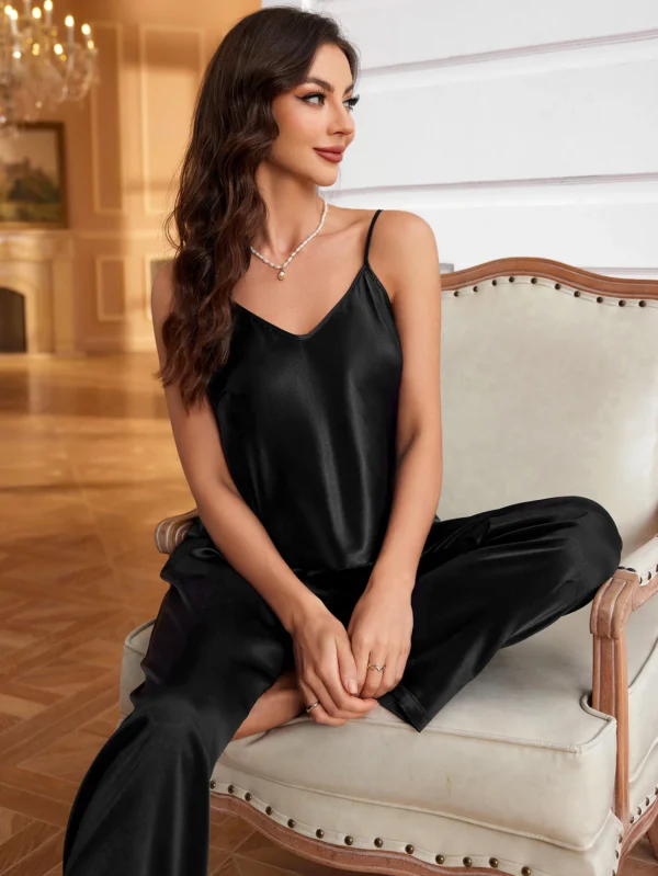 Mode d'été et élégant femmes licou pantalons longs pyjama décontracté et sexy 2 pièces ensemble