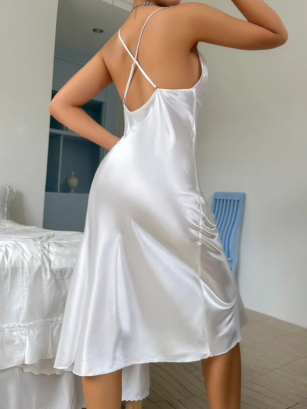 Chemise de nuit longue en dentelle pour femmes, sexy, fente haute, tentation, patchwork, simple, pour la maison