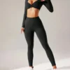 Leggings sans couture taille haute pour femmes, ensembles d'entraînement, soutien-gorge de sport extensible rembourré, vêtements de sport, 2 pièces