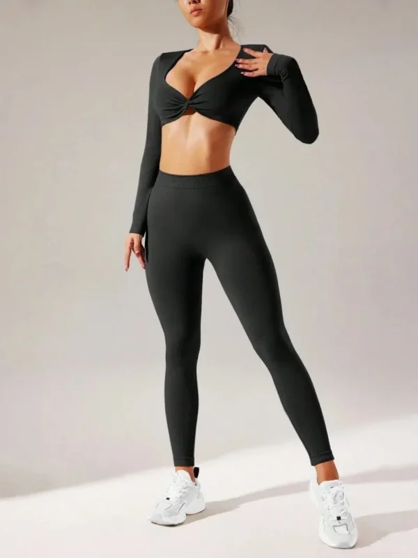 Leggings sans couture taille haute pour femmes, ensembles d'entraînement, soutien-gorge de sport extensible rembourré, vêtements de sport, 2 pièces