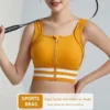 Soutien-gorge de sport avec fermeture éclair sur le devant pour femmes, couverture complète, rembourré et amovible, sous-vêtements de Yoga, gilet de course et de Fitness