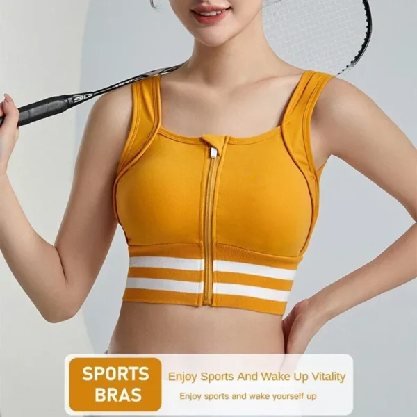 Soutien-gorge de sport avec fermeture éclair sur le devant pour femmes, couverture complète, rembourré et amovible, sous-vêtements de Yoga, gilet de course et de Fitness