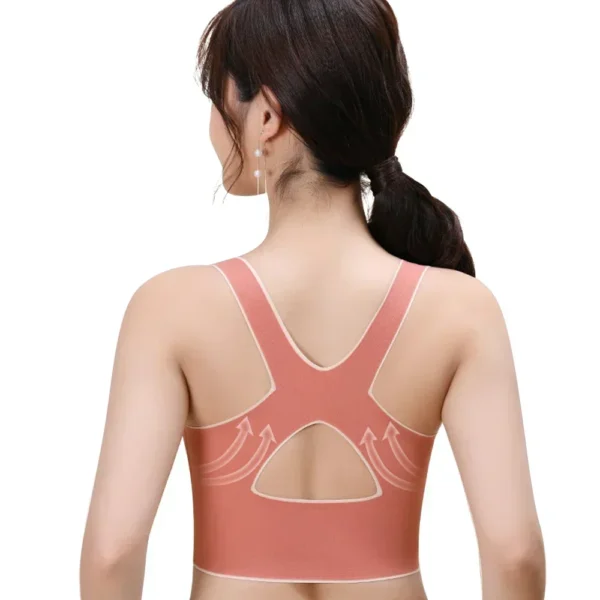 Soutien-gorge de sport avec boucle réglable sur le devant, rembourré sans fil, confortable, sous-vêtements de Yoga, respirant, haut de fitness, basse intensité pour femmes