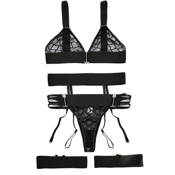 Sexy Transparent soutien-gorge et culotte jarretelles Lingerie ensemble de sous-vêtements Sexy fronde soutien-gorge brassière costume tentation Costumes femmes