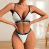 Ensemble de sous-vêtements Sexy pour femmes, 2 pièces, taille basse, lettres brodées, ensembles de Lingerie Sexy, respirant, confortable, tongs et soutiens-gorge élégants