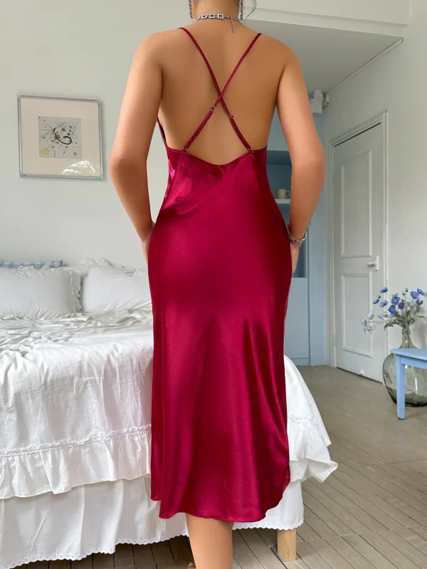 Chemise de nuit longue en dentelle pour femmes, sexy, fente haute, tentation, patchwork, simple, pour la maison