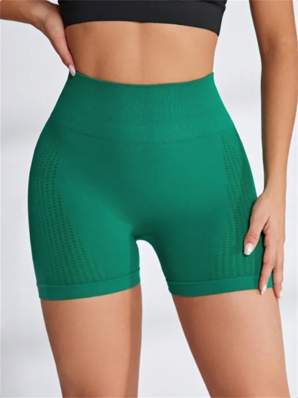 Short de yoga taille haute sans couture, coupe serrée, avec hanches pêche, short de fitness pour femmes, short de course en plein air