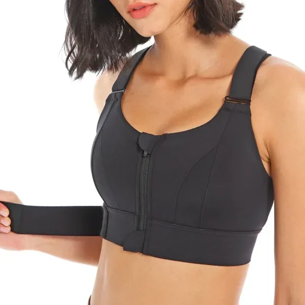 Soutien-gorge de sport réglable haute résistance Yoga Fitness gilet doux respirant antichoc soutien-gorge avant fermeture éclair Yoga soutien-gorge gymnase course femmes