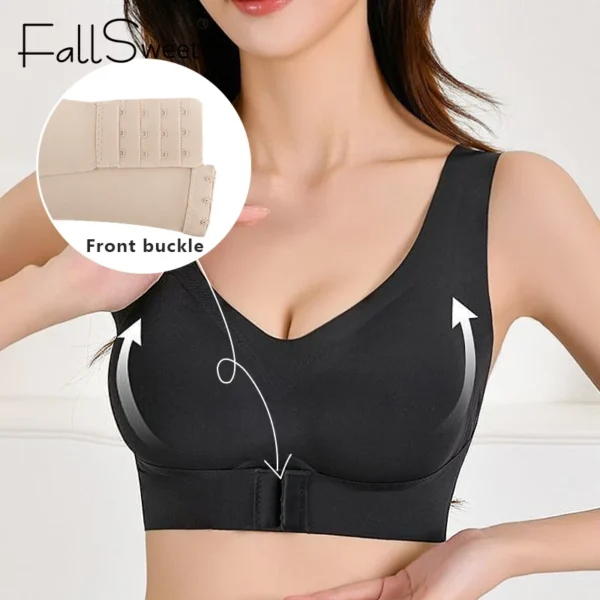 FallSweet 1/2 pièces soutiens-gorge correcteur de Posture pour femmes sans couture sans fil Push Up Bralette avec soutien croisé dans le dos Lingerie féminine