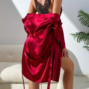 Ensemble pyjama d'été sexy pour femmes, couleur unie, design papillon, chemise de nuit sexy, robe simple, ensemble 2 pièces