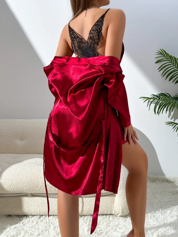 Ensemble pyjama d'été sexy pour femmes, couleur unie, design papillon, chemise de nuit sexy, robe simple, ensemble 2 pièces