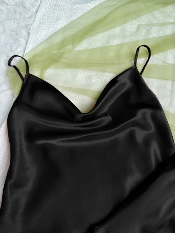 Ensemble pyjama en Satin uni, col drapé, haut caraco, ceinture élastique, pantalon, vêtements de nuit pour femmes, vêtements de détente