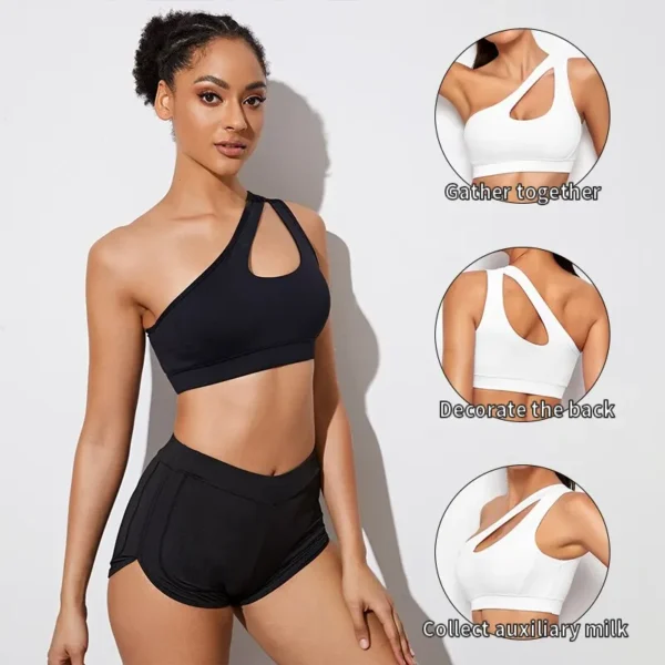 Soutien-gorge Push Up antichoc pour femme, brassière de sport, fitness, yoga, course à pied, sexy, noir et blanc