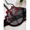 Ensemble de soutien-gorge et culotte pour femme, sous-vêtements en maille brodée florale, lingerie sexy, dentelle transparente, kits de bralette courts pour soins de la peau, 2 pièces